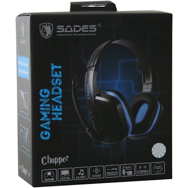 Hörlurar med mikrofon Sades - SA-711-BLÅ - Sa-711 Chopper PC Gaming stereo hörlurar - Svart/Blå