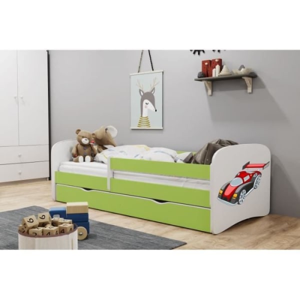 Kocot Kids grön racerbil barnsäng - 80x160cm - Spröjs - Trä Grön