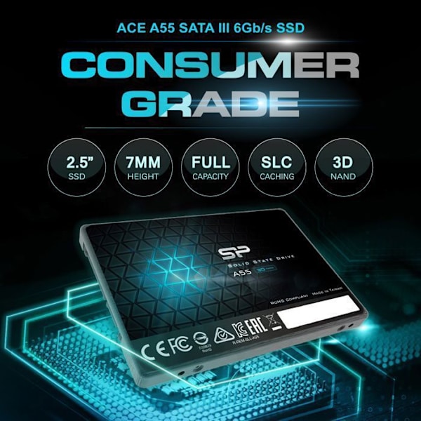 Internt SSD-disk - Silicon Power - Ace A55 128Go - SATA III 2.5" 3D NAND