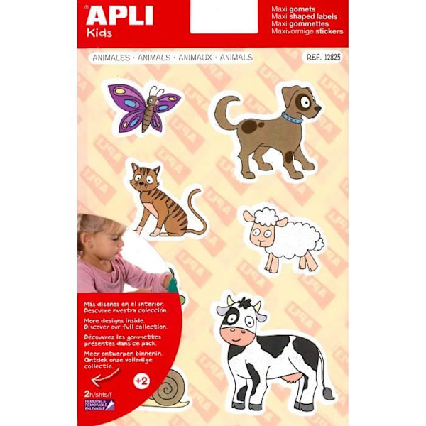 Flytbara klistermärken - APLI-AGIPA - Djur - 28 tabletter - 2 A4-ark - Blandat