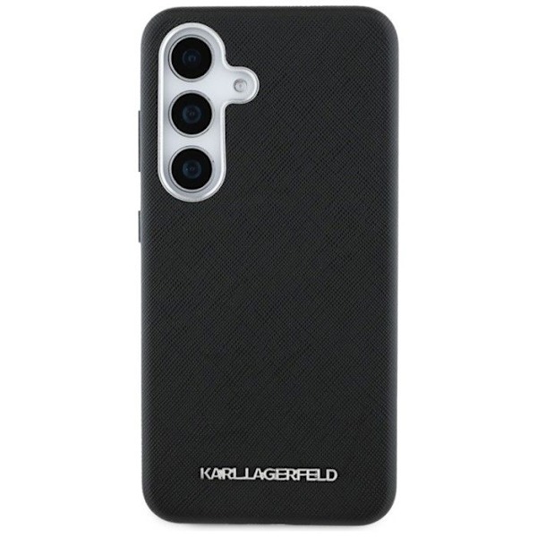 Coque för Samsung Galaxy S25+ (svart) Karl Lagerfeld Saffiano helt omsluten med förlängt metalllogo MagSafe