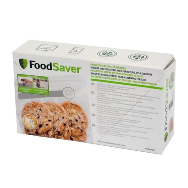 Förpackning med 26 Foodsaver-påsar 0,95L med dragkedja - FVB015X