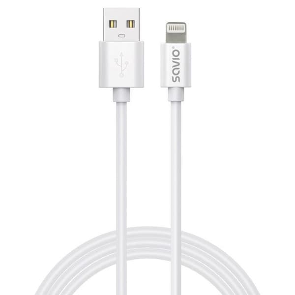 Laddare - nätadapter Savio - CL-193 - USB-kabel USB 2.0 2 m USB A USB C/Lightning Vit