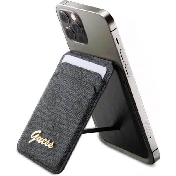 Coque Wallet - Guess - 4G Classic Logotyp - Syntetisk Läder - Svart - MagSafe Svart