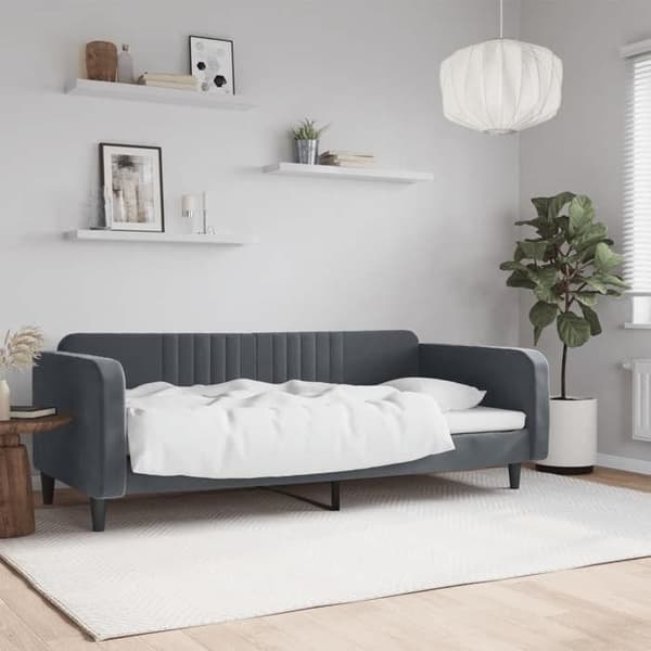 vidaXL Mörkgrå Sängsoffa 90x190 cm Sammet 354100