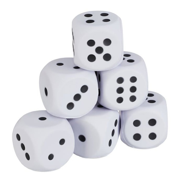 Sfoam tärningar - Relaxdays - Set med 6 - Inlärning av siffror - 7,5 cm - Vit vit svart