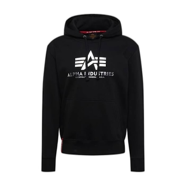 Alpha Industries Basic Foil Print Hoodie - svart/metallic grå - M Svart/metallgrå S