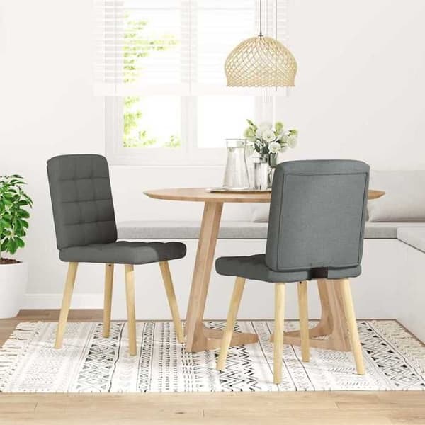 vidaXL Matstolar set om 2 mörkgrå tyg, stol, lounge stol, accentstol, köksstol, sittplats 4101092