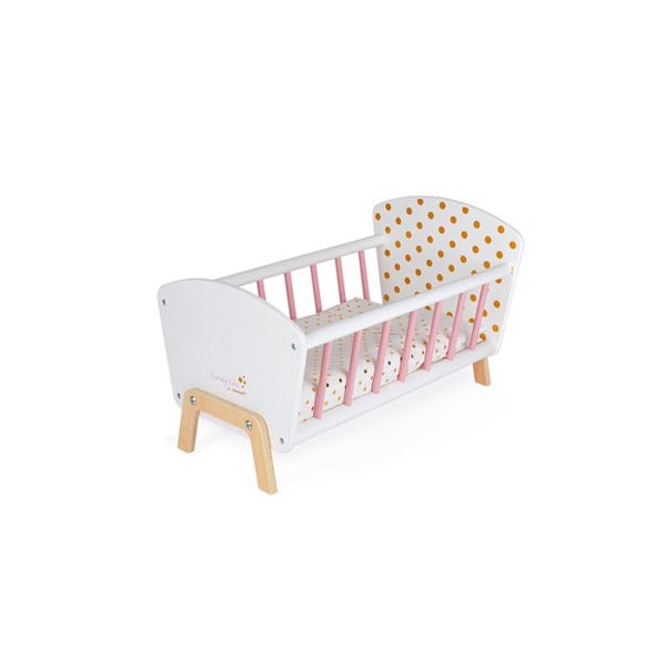 Candy Chic Dolls Bed - JANOD - Trä - Kudde, Madrass, Filt Vit/rosa