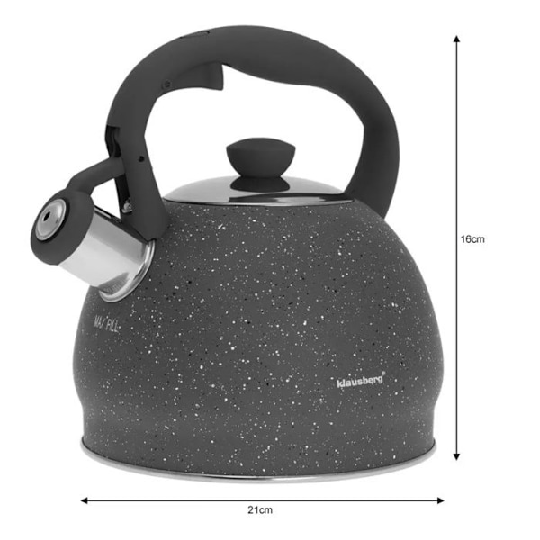 Kittel - KLAUSBERG - KB-7321 - Rostfritt stål - Marmorbeläggning - 2 liter Grå
