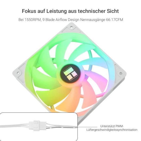 Thermalright TL-C12CW-S X3 CPU-fläkt 120 mm Vit ARGB