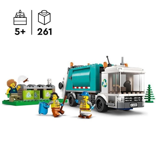 LEGO® City 60386 Återvinningsbil, sopbilsleksak, pedagogiskt spel för barn från 5 år och uppåt Vit