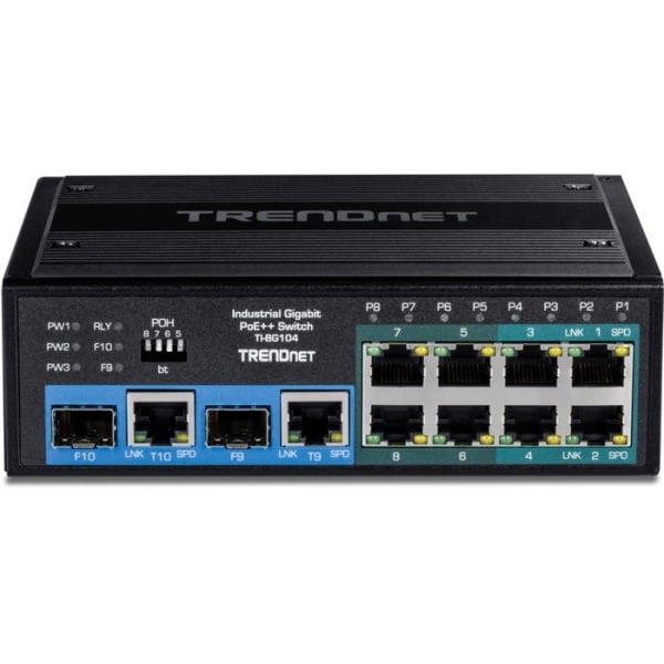Switch - Ethernet-nav - Trendnet-injektor - TI-BG104 - Switch 10-portar Industrial Gbit PoE++ Din-Rail