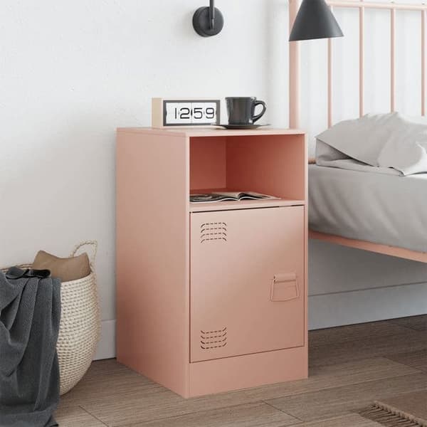 vidaXL Sängbord rosa 34,5x39x62 cm stål 841765