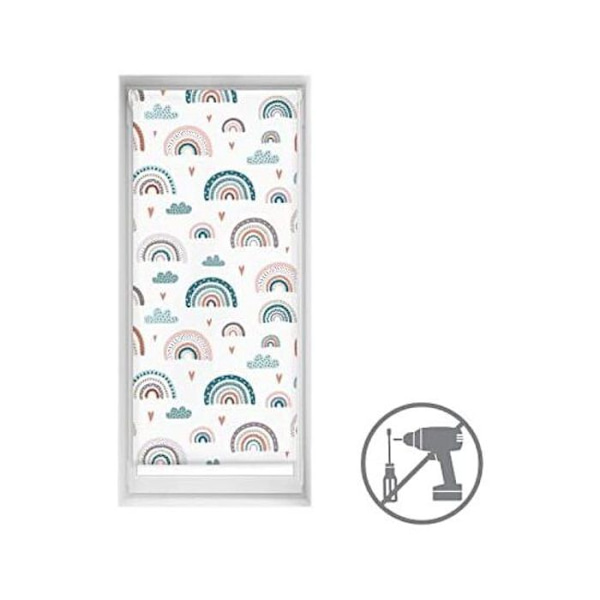 Rullgardin - BLINDECOR - EasyFix - 60x150 cm - Regnbågsblå - Genomskinlig - Manuell Regnbågsblå
