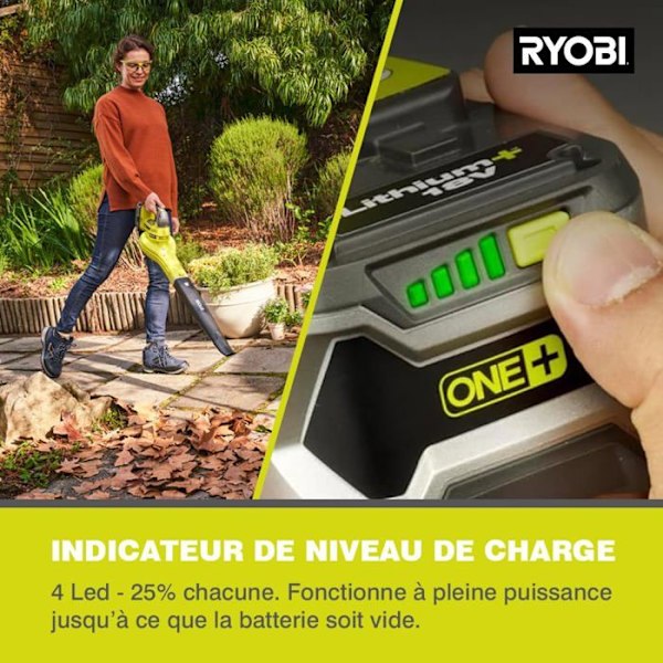 RYOBI 18V One+ 5,0Ah LithiumPlus batteripaket - 1 snabbladdare 2,0Ah RC18120-150 Grönt och kol