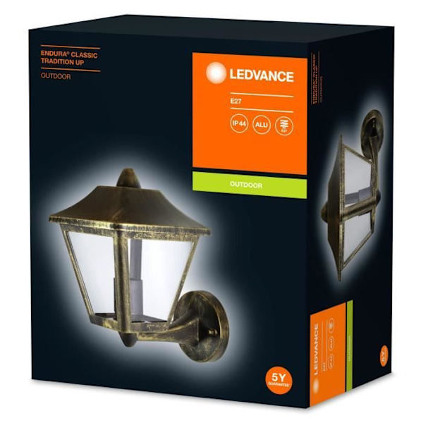 ENDURA CLASSIC TRADITION UP Vägglampa utomhus Alu E27 - svart / guld Svart guld