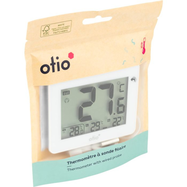 Termometer - Otio - 936063 - Inomhus/Ute - Visning av tid/temperatur - Frostvarning Vit
