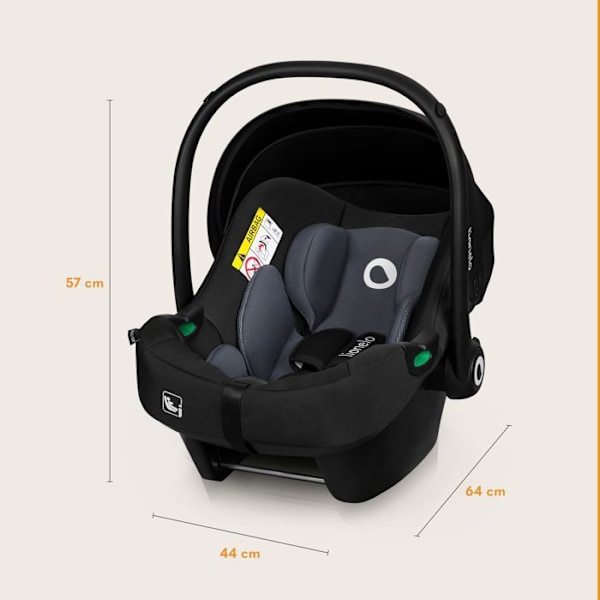 Bilbarnstol 40-87 cm LIONELO Astrid i-Size - Babyskydd - ADAC - Lätt - 0-13 kg - Grupp 0+ - Svart svart och grått