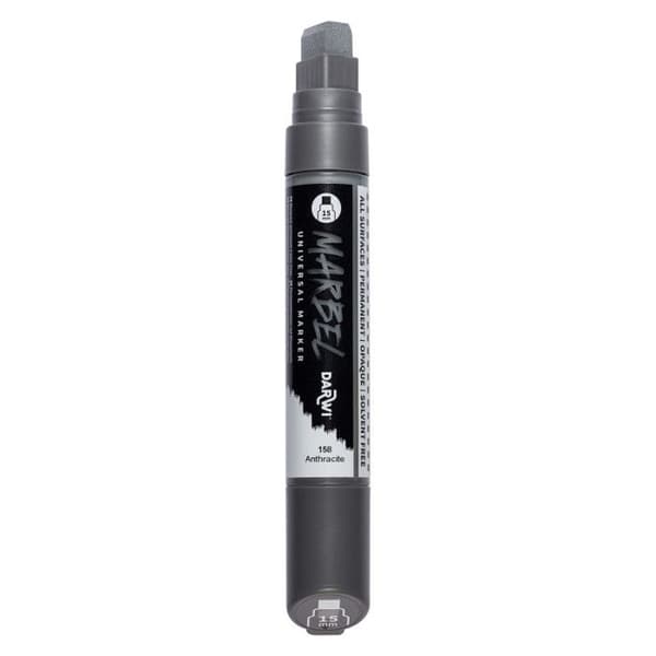 Marker - Akrylfärg - Antracit - Permanent - Rektangulär spets 15mm - Marbel - Darwi Antracit (svart)