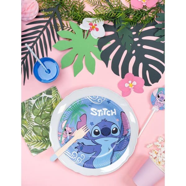 8 Pappersfat Stitch 23 cm Blå