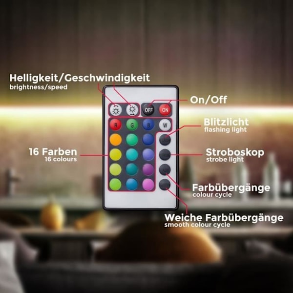 LED-list - B.K.Licht - 3m - Silikon - RGB - Fjärrkontroll - Dimbart RGB