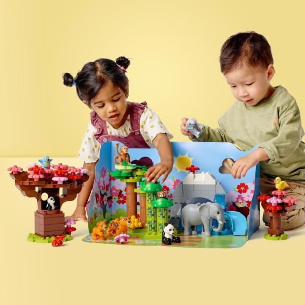 LEGO 10974 DUPLO asiatiska vilda djur, lekmatta, med elefant- och tigerminifigurer, för barn i åldrarna 2-5