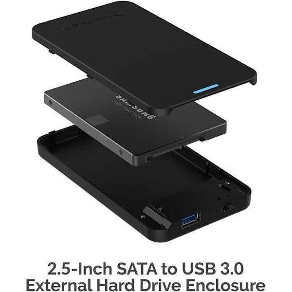 Sabrent USB 3.0 SATA 2,5 tum. Verktygsfri hårddisk för extern enhet {Optimal för SSD, fäste