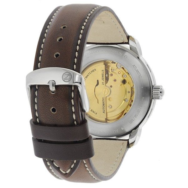Klocka - Zeppelin - 8466-5 - Analog - Rostfritt stål - Brunt läder Beige