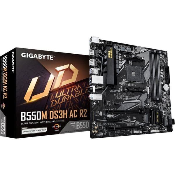 Moderkort - GIGABYTE - B550M DS3H AC R2 - Format Micro-ATX - Chipset AMD B550 - DDR4 & PCIe 4.0 - WiFi AC