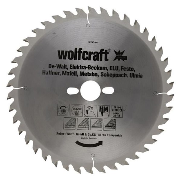 WOLFCRAFT Bordssågblad CT 42 tänder - Ã˜250x30x3,2 mm