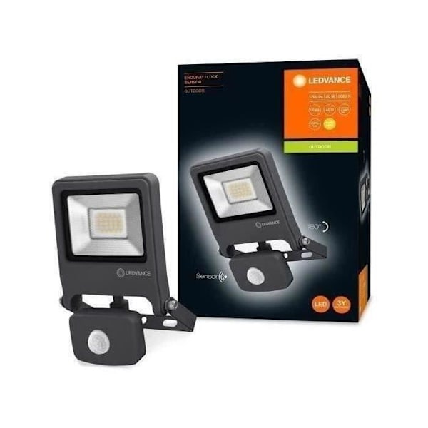 LED-strålkastare utomhus - LEDVANCE - Endura Flood 20W - Mörkgrå - Rörelsedetektor - 3000K Mörkgrå