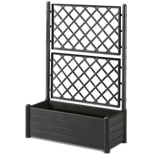 STEFANPLAST Rektangulär kruka med spaljé - Träfinish - 100 x 43 x H 142 cm - 80 L - grafit Antracit