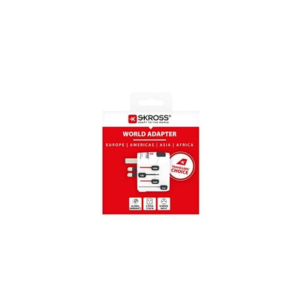 Adapter och omvandlare - SKROSS - 3 POLER 150 Länder - Universell - Vit - 1750W