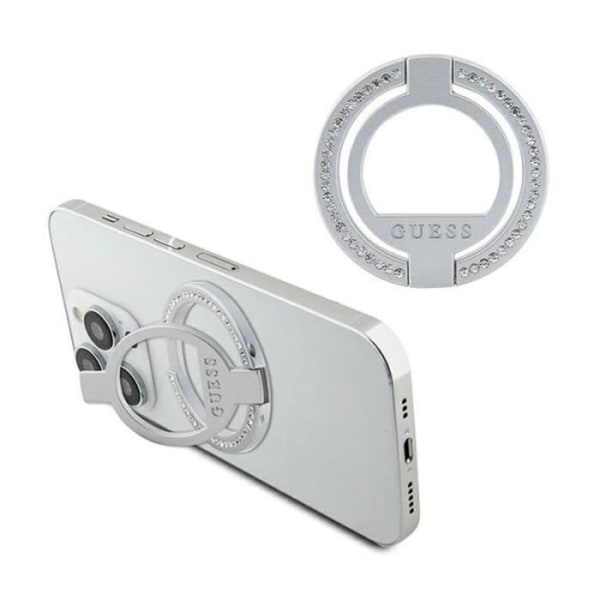 Magnetiskt fingerställ - Guess - MagSafe ringstativ - Silver - Strass - Stödfunktion Pengar
