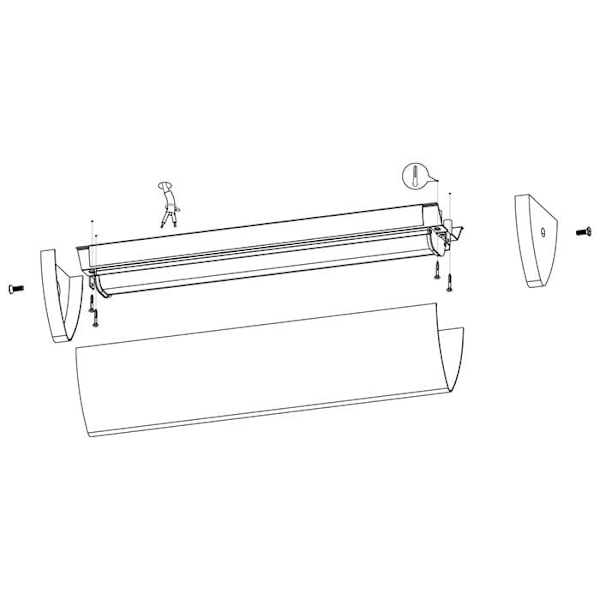 GITA 2 IP44 LED 8,3W vägg/taklampa i krommetallgjutjärn 900x75x75mm Vit