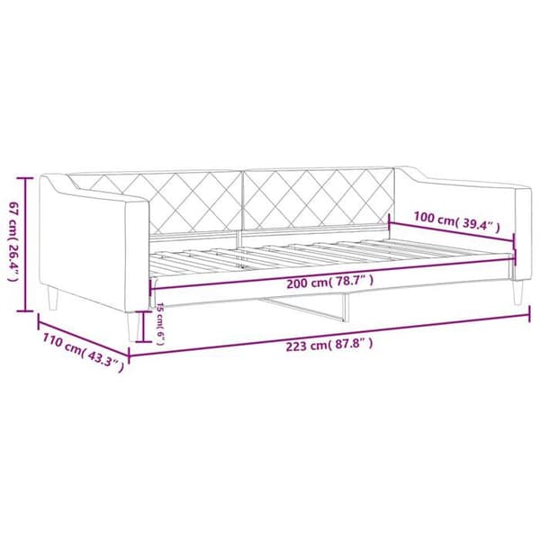 vidaXL Mörkgrå sängsoffa 100x200 cm tyg 354167