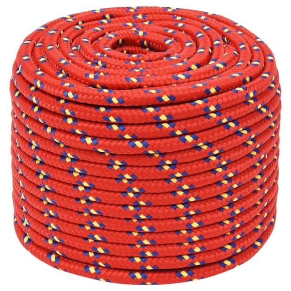 152405 vidaXL Båtrep Röd 12 mm 25 m Polypropylen Röd