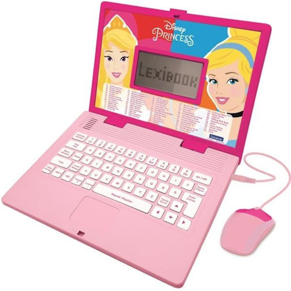 Tvåspråkig pedagogisk dator Disneyprinsessor - LEXIBOK - 124 aktiviteter Rosa