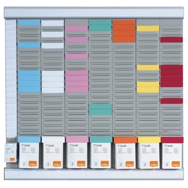 Nobo, manuell Office Planner Kit med T-clips, 7 kolumner (+1 index kolumn), 24 index 2 platser Grå