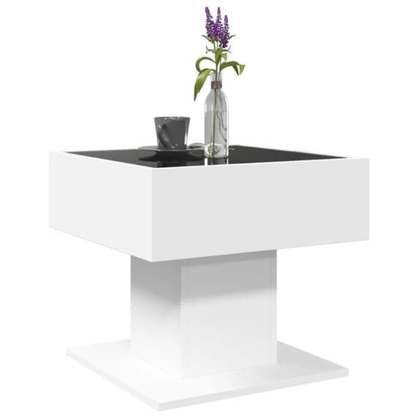 vidaXL Låg bord med LED vit 50x50x45 cm träfiber