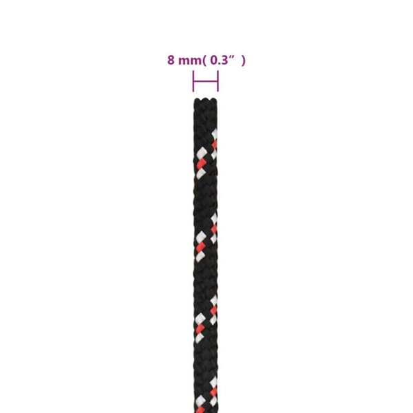 152345 vidaXL Båtrep Svart 8 mm 250 m Polypropylen svart