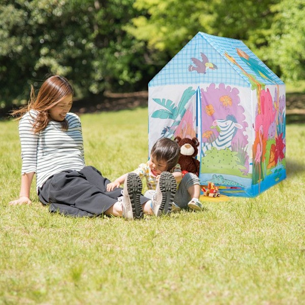Relaxdays Jungle Lektält för barn, Safari barntält, Djur, Färgglatt 3 år Tyg HxBxD: 102 x 72 x 95 cm, Färgad Färgad