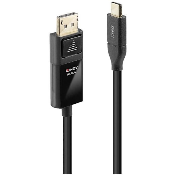 Anslutningskabel - LINDY - 43303 - USB-C hane - Hane DisplayPort - 3 m svart