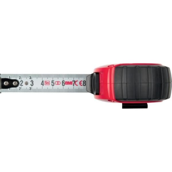 Fickmåttband - BMI - twoCOMP M 472 - 8 m - 25 mm - Stötsäker ABS-hölje vit/svart/röd