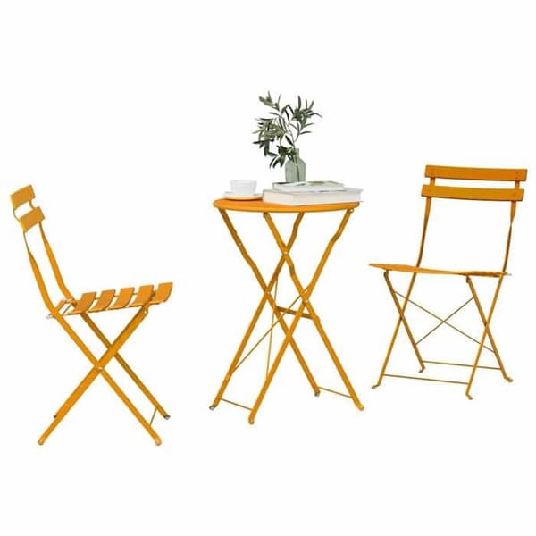 vidaXL Bistroset 3 delar Fällbar Senap Stål 42002969