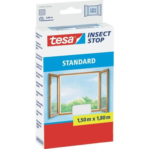 TESA Standard Myggnät för Windows - 1,5 mx 1,8 m - Vit