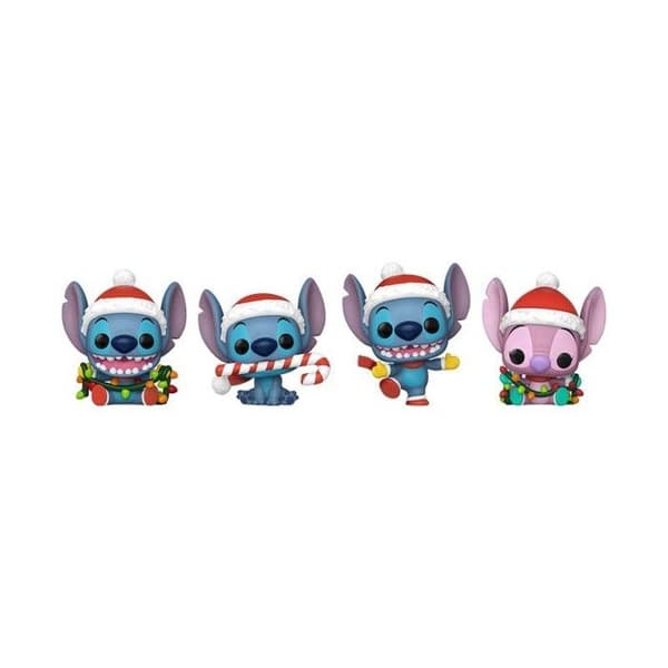 Funko - Lilo & Stitch Semester 2025 - Pack 4 nyckelringar Pocket POP! Träd Semester Box 4 cm blå/rosa