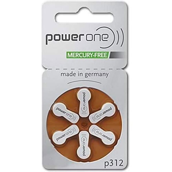 Power One P 312 hörapparatbatterier (0% kvicksilver) per 10 dynor