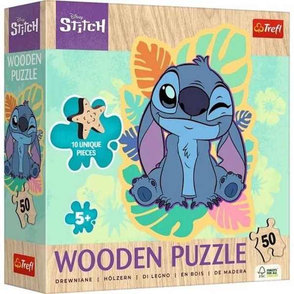 Pussel 50 bitar i trä: Happy Stitch - Disney Lilo & Stitch